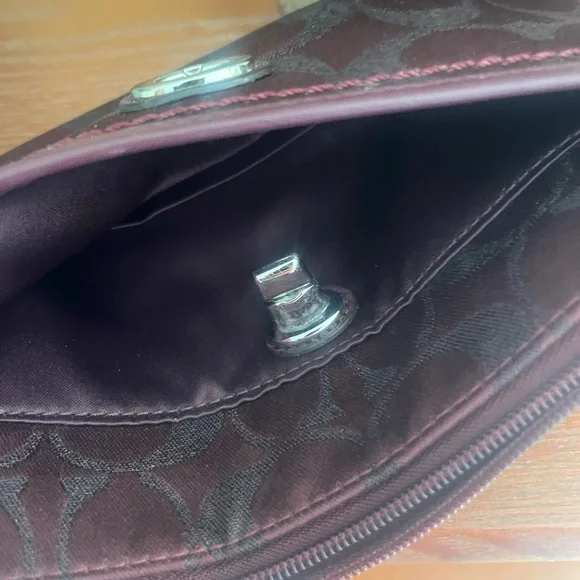 Coach Signature Merlot Wristlet - Picture 7 of 8